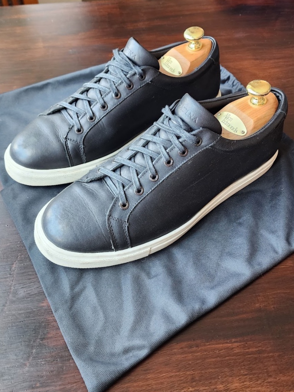 Patina by Portland Leather Black Leather Sneakers Men’s 9.5 – Minimal Low Top